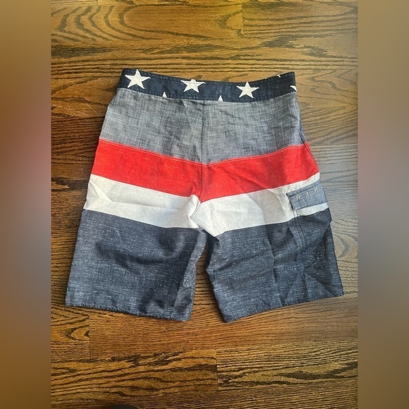 Rip Curl Board Shorts Mens 29 White Blue Red Retro Cargo Drawstring Surf Swim - Picture 6 of 6